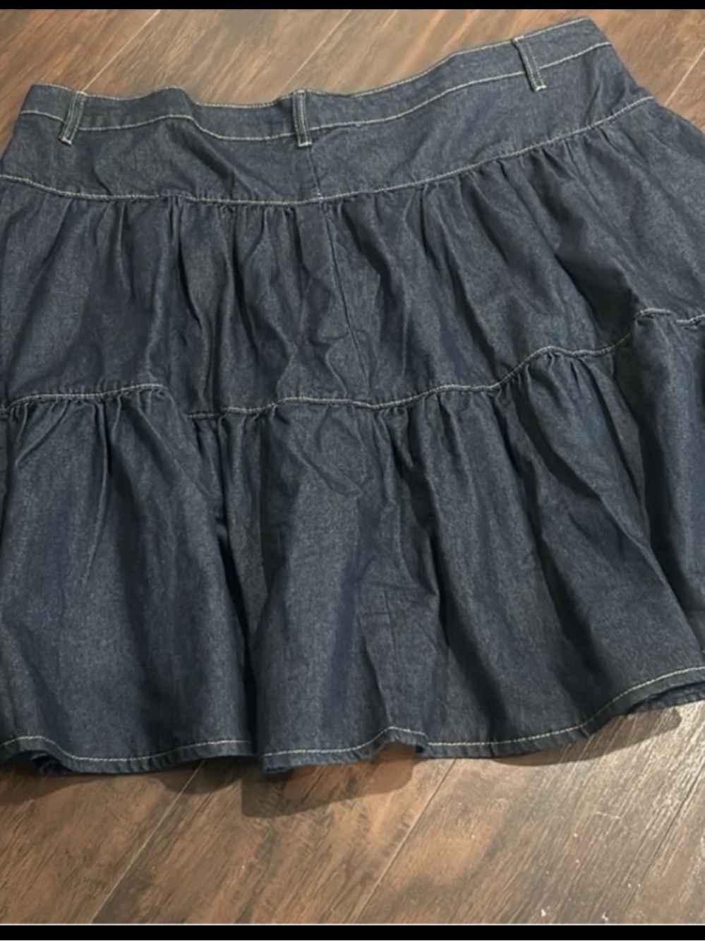 Womens Shein Curve Denim Mini Pleated Flare Skirt - Picture 3 of 10